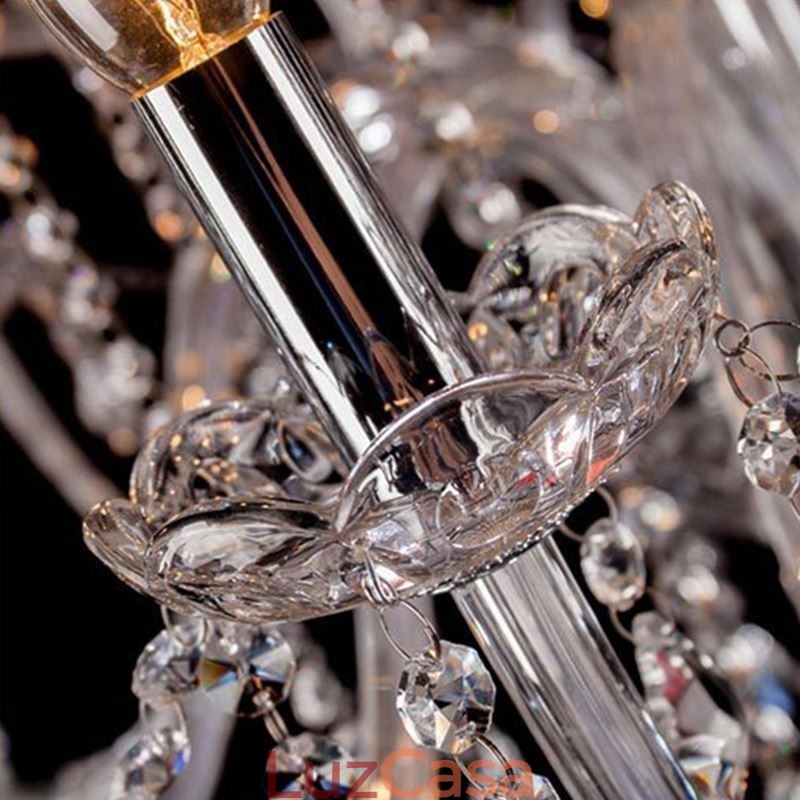 Lustre de cristal europeu, luz pendente transparente