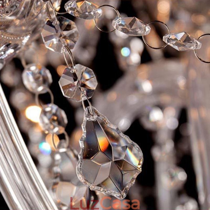 Lustre de cristal europeu, luz pendente transparente