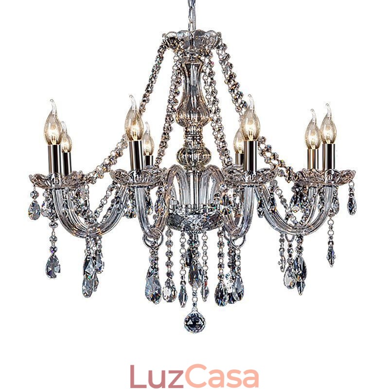 Grande lustre de cristal europeu transparente luz de teto