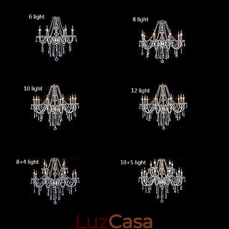 Grande lustre de cristal europeu transparente luz de teto