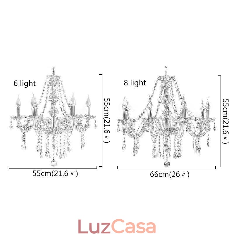 Grande lustre de cristal europeu transparente luz de teto