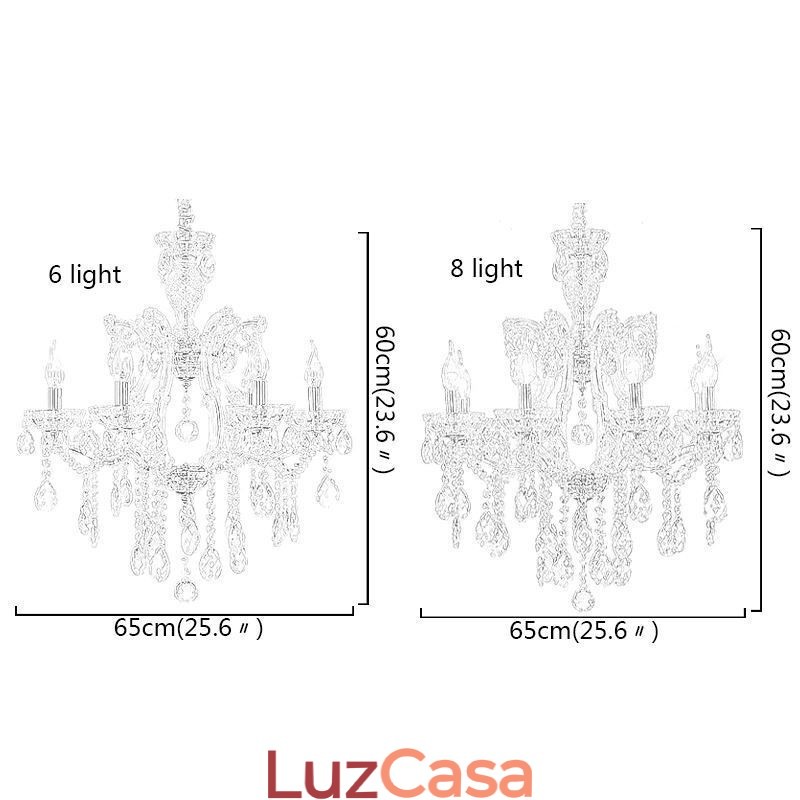Elegante lustre de cristal europeu pendente