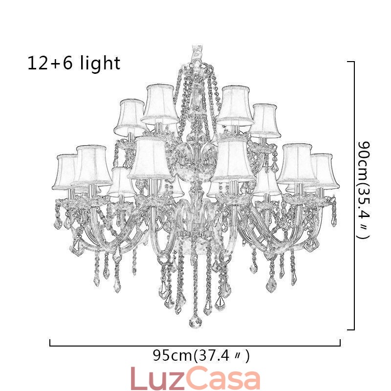 Lustre de cristal de luxo europeu luz de teto