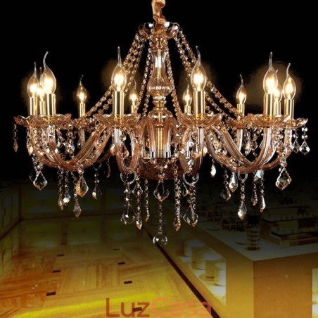 Grande lustre de cristal de luxo europeu pendente luz