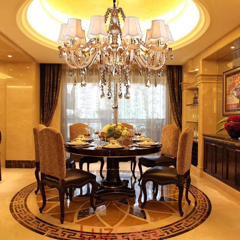 Grande lustre de cristal de luxo europeu pendente luz