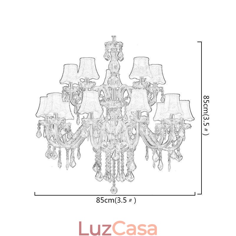 Grande lustre de cristal de luxo europeu com luz de teto âmbar