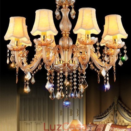 Lustre de cristal europeu elegante luz pendente âmbar
