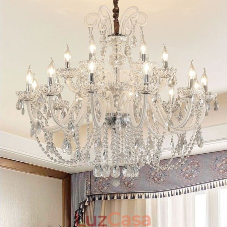 Grande lustre de cristal europeu branco pingente de luz Grande lustre de cristal europeu branco pingente de luz