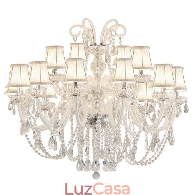 Grande lustre de cristal europeu branco pingente de luz