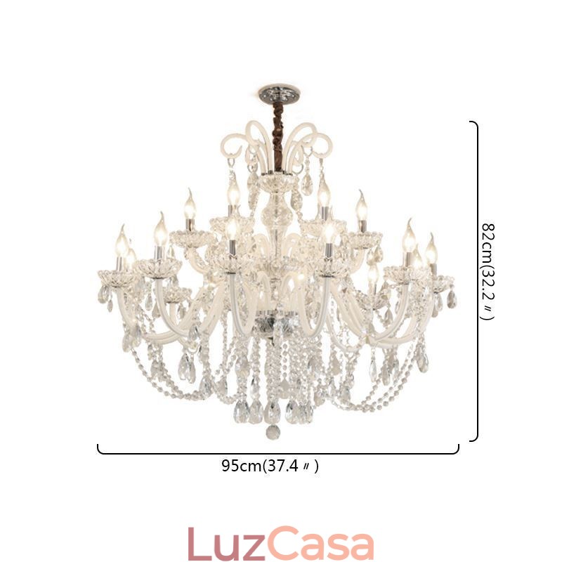 Grande lustre de cristal europeu branco pingente de luz