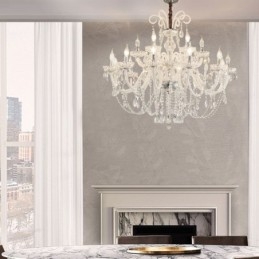 Grande lustre de cristal europeu branco pingente de luz