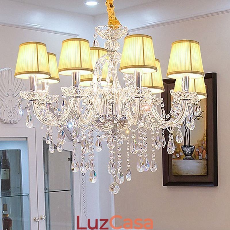 Lustre de cristal moderno europeu transparente luz pendente