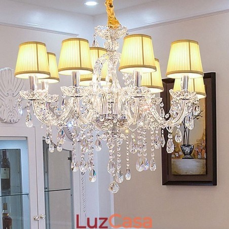 Lustre de cristal moderno europeu transparente luz pendente Lustre de cristal moderno europeu transparente luz pendente