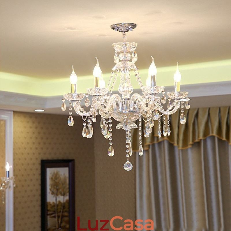 Lustre de cristal moderno europeu transparente luz pendente