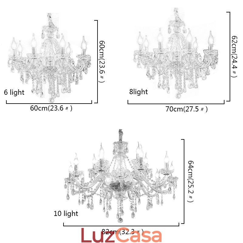 Lustre de cristal moderno europeu transparente luz pendente