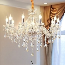 Lustre de cristal moderno europeu transparente luz pendente