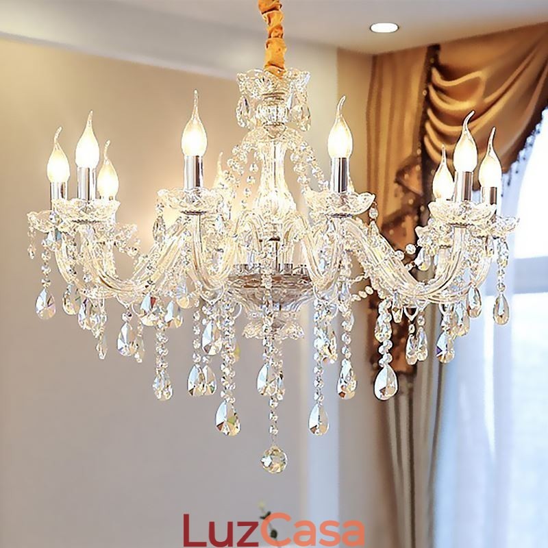Lustre de cristal moderno europeu transparente luz pendente