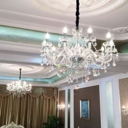 Lustre de cristal moderno europeu transparente luz pendente