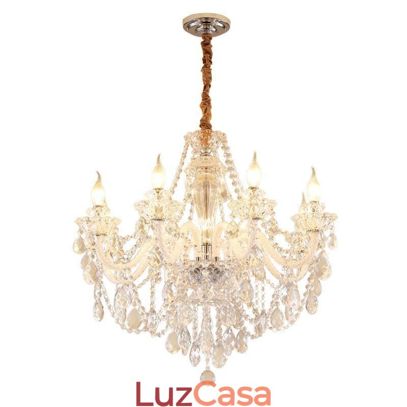 Lustre de cristal de luxo europeu elegante luz pendente