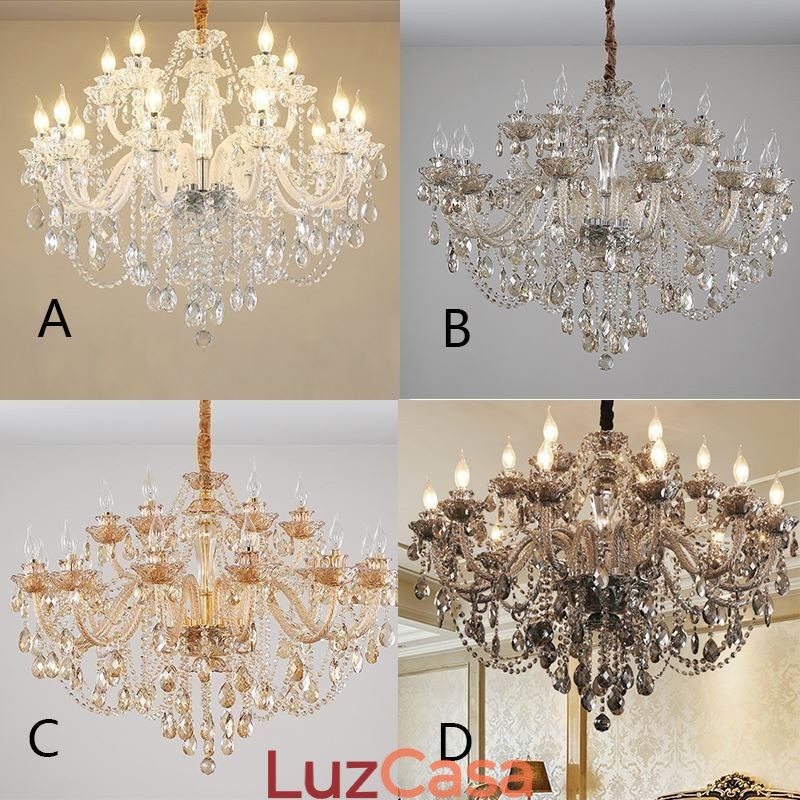 Lustre de cristal de luxo europeu elegante luz pendente
