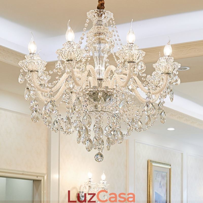 Lustre de cristal de luxo europeu elegante luz pendente