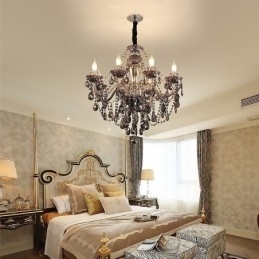 Lustre de cristal de luxo europeu elegante luz pendente