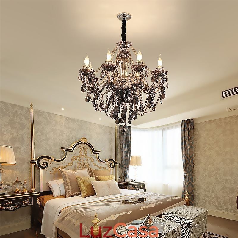 Lustre de cristal de luxo europeu elegante luz pendente