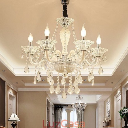 Lustre de cristal europeu elegante luz pendente Lustre de cristal europeu elegante luz pendente