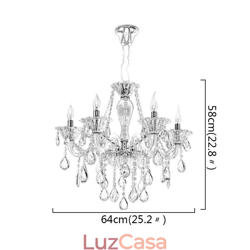 Lustre de cristal europeu elegante luz pendente