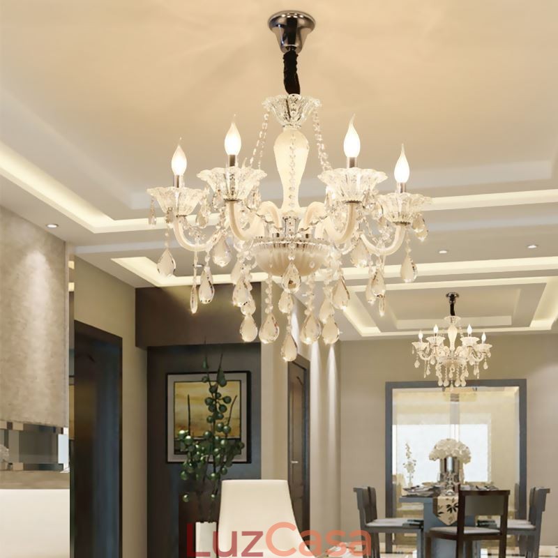 Lustre de cristal europeu elegante luz pendente