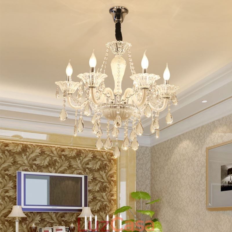 Lustre de cristal europeu elegante luz pendente