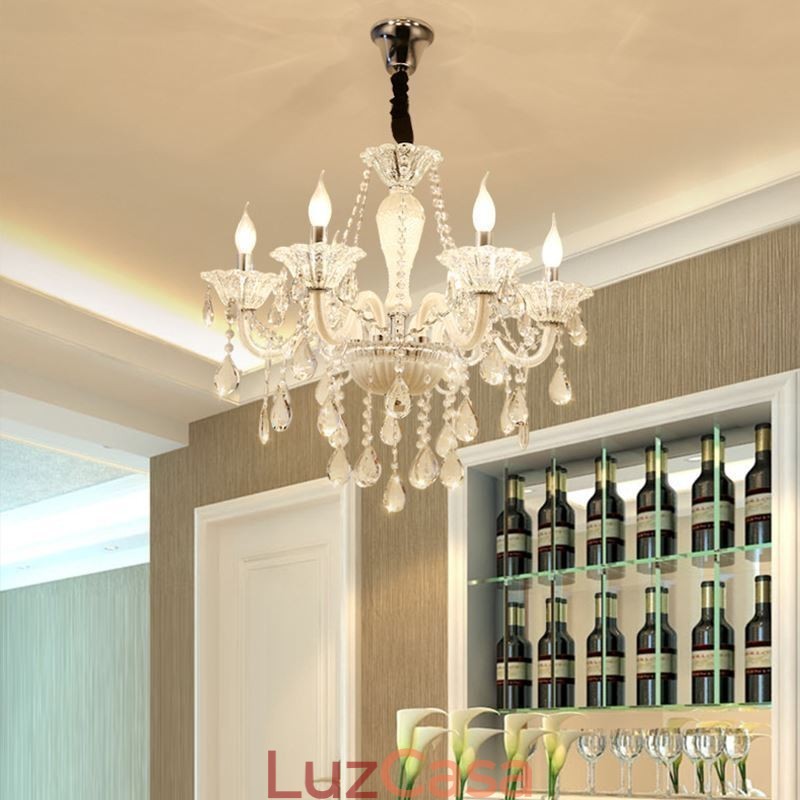 Lustre de cristal europeu elegante luz pendente
