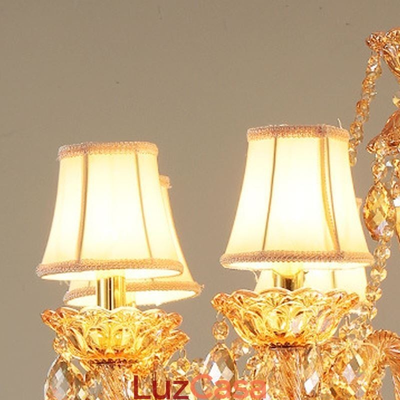 Lustre de cristal europeu, luminária pendente de luxo em conhaque