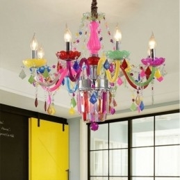 Lustre de cristal colorido europeu exclusivo luz pendente