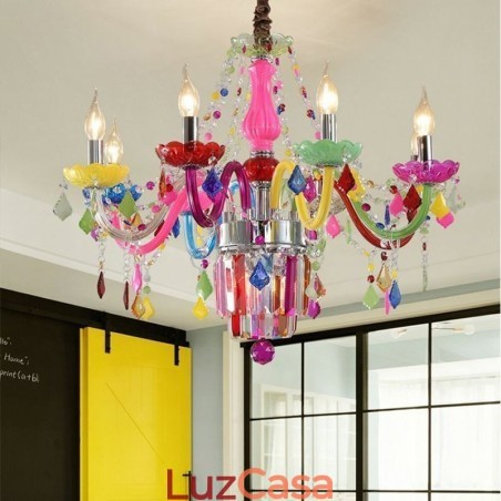 Lustre de cristal colorido europeu exclusivo luz pendente Lustre de cristal colorido europeu exclusivo luz pendente