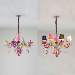 Lustre de cristal colorido europeu exclusivo luz pendente