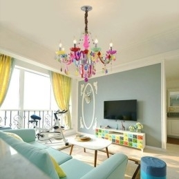 Lustre de cristal colorido europeu exclusivo luz pendente