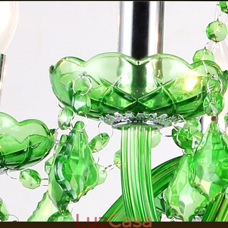 Lustre de cristal exclusivo estilo europeu luz pendente verde grama