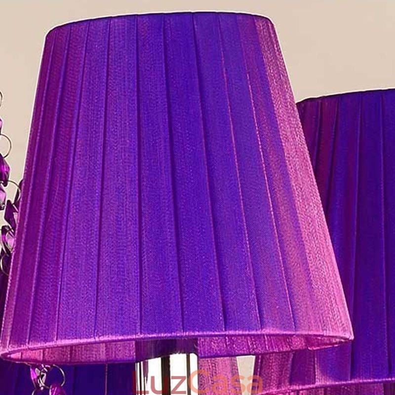 Lustre de cristal estilo europeu, luz pendente roxa