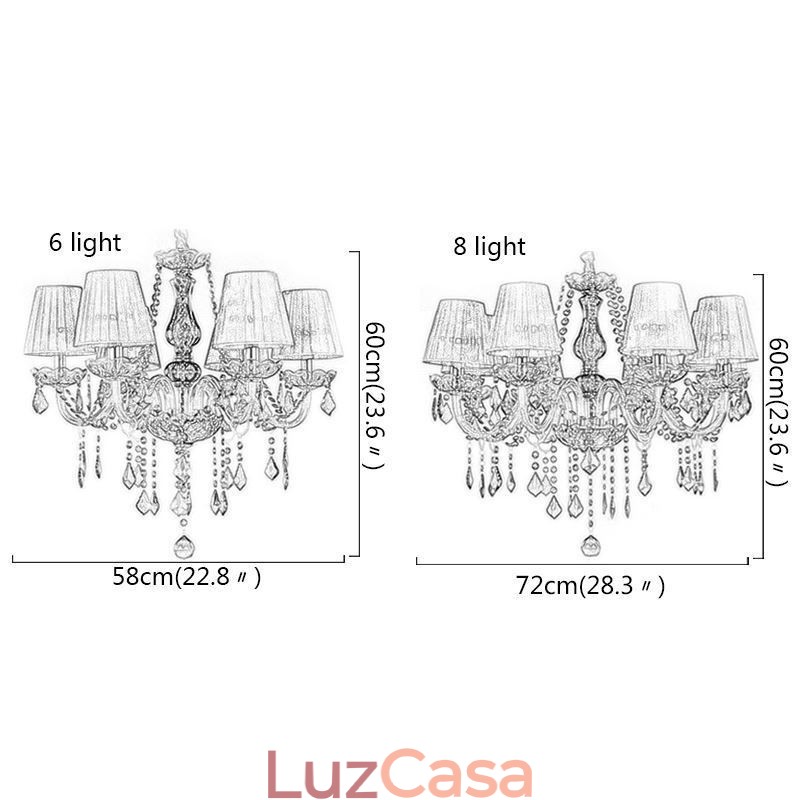 Elegante lustre de cristal estilo europeu luz pendente roxa