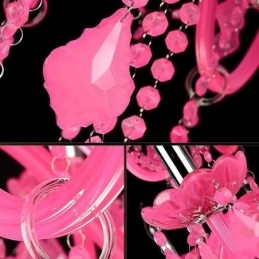 Lustre de cristal estilo europeu rosa luz pendente romântico