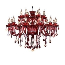 Lustre de cristal europeu vermelho luz pendente cor vermelha