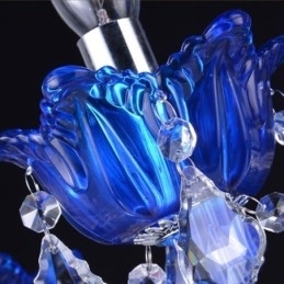 Lustre de cristal estilo europeu, luz pendente de vidro de cristal azul