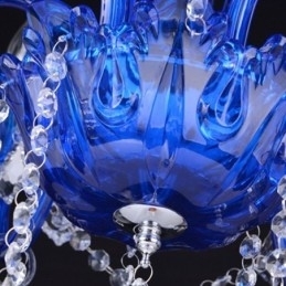 Lustre de cristal estilo europeu, luz pendente de vidro de cristal azul