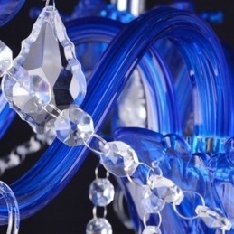 Lustre de cristal estilo europeu, luz pendente de vidro de cristal azul