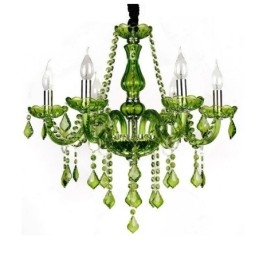 Lustre de cristal estilo europeu, luz pendente verde única