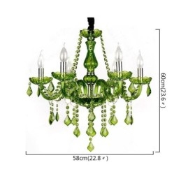 Lustre de cristal estilo europeu, luz pendente verde única