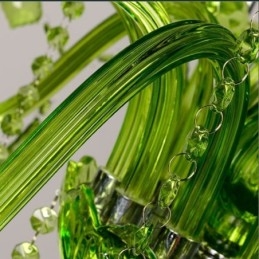 Lustre de cristal estilo europeu, luz pendente verde única