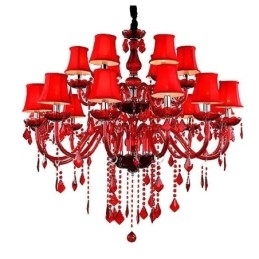 Lustre de cristal europeu vermelho cor pingente luz