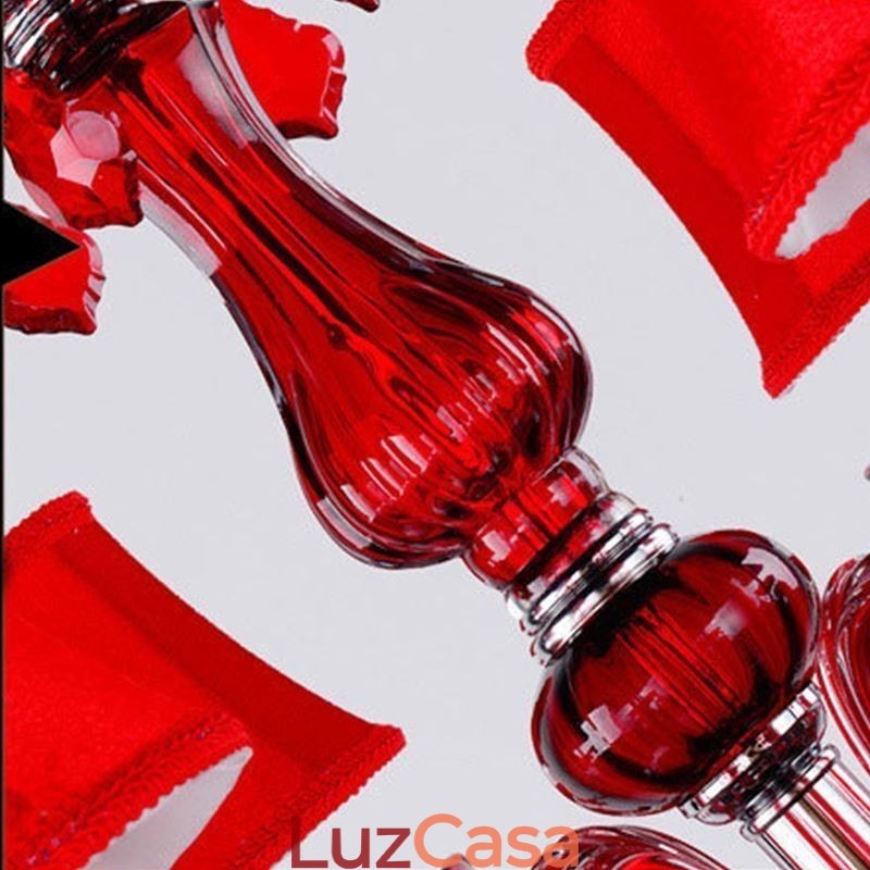 Lustre de cristal europeu vermelho cor pingente luz